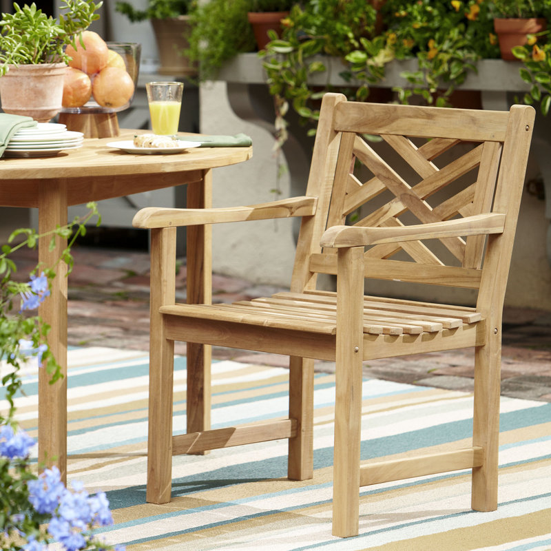 Summerton Lattice Back Teak Patio Dining Chair & Reviews Birch Lane